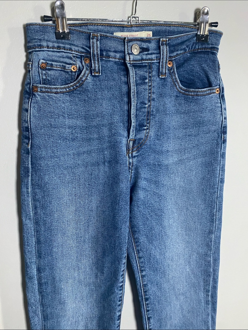 Levi’s Wedgie Straight Jeans Women’s 26 x28 Blue Denim High Rise Cotton Blend - Picture 3 of 14
